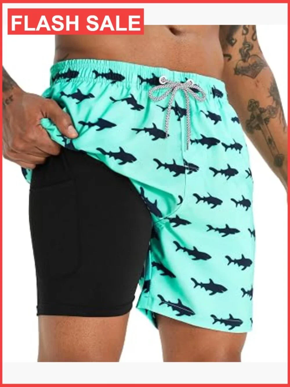 Men's Swim Trunks with Compression Liner 5 Inch Bathing Suit Beach Quick Dry